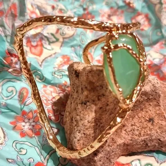 New ZARA Gold Textured Stone Arm / Wrist Bangle Band